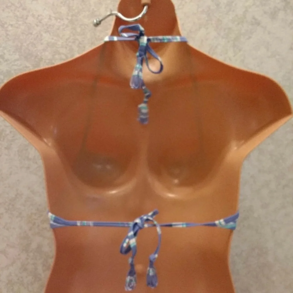 Shade & Shore Periwinkle and White Halter Bikini Top